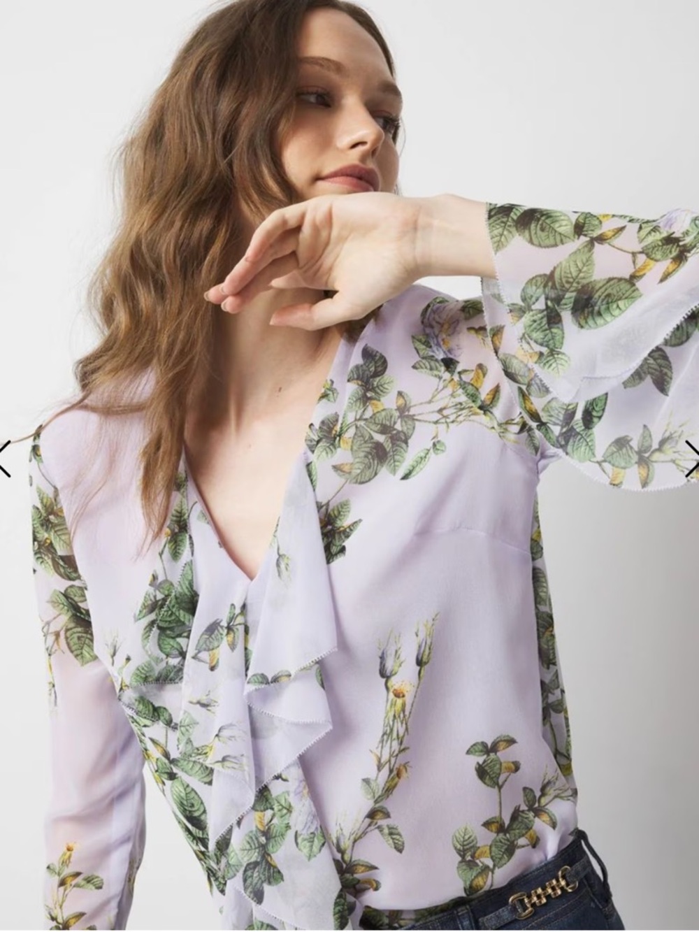 White House Black Market Floral Ruffle Top, Size XL, NWT - Picture 6 of 14